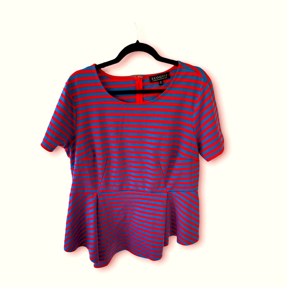 Eloquii Striped Peplum Top